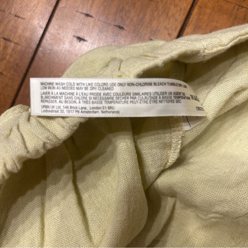 Free People Free-est Yellow/Green Linen Blend Wide Leg Pants Pants, Size XL - Picture 10 of 10